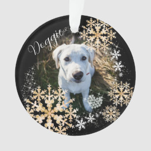 Pet Dog Christmas Gold Black Ornament