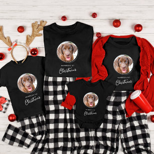 Pet Dog Christmas Personalised Photo Black Holiday T-Shirt