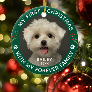 Pet Dog Custom Photo Paw Print Ceramic Ornament