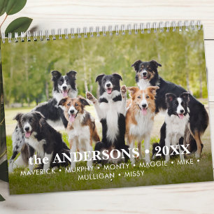 Pet Dog Custom Photos Modern Cute 12 Month 2025  Calendar