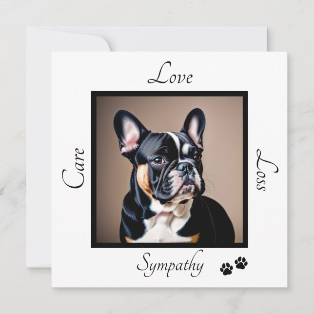 Pet dog customisable downloadable sympathy card (Front)