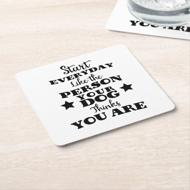 Pet Dog Funny Quote Square Paper Coaster (Angled)