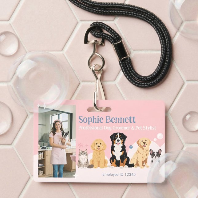 Pet Dog Grooming Salon Photo Staff Name ID Badge (Pet Dog Grooming Salon Photo Staff Name ID Badge)