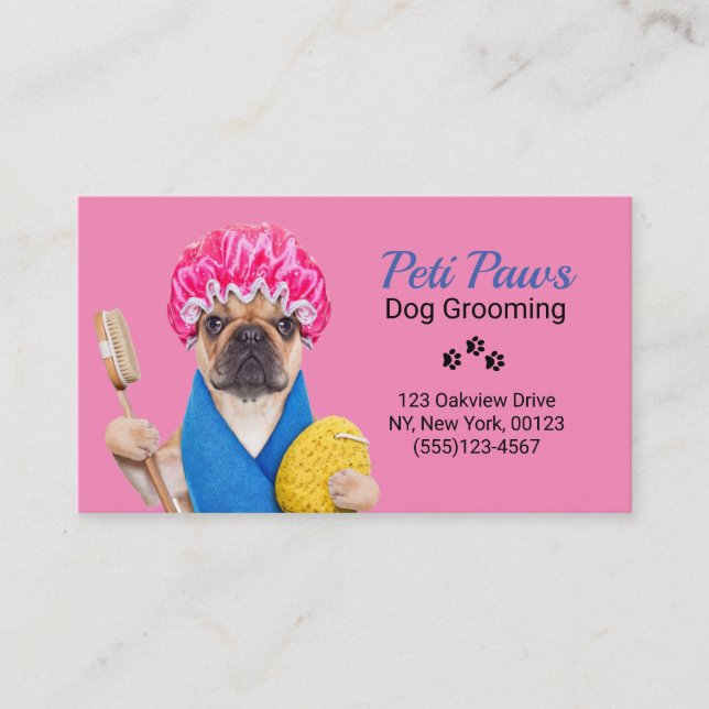 Pet Dog Grooming Service Business Card (Front)
