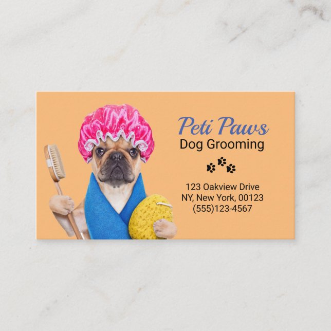 Pet Dog Grooming Service Business Card (Front)
