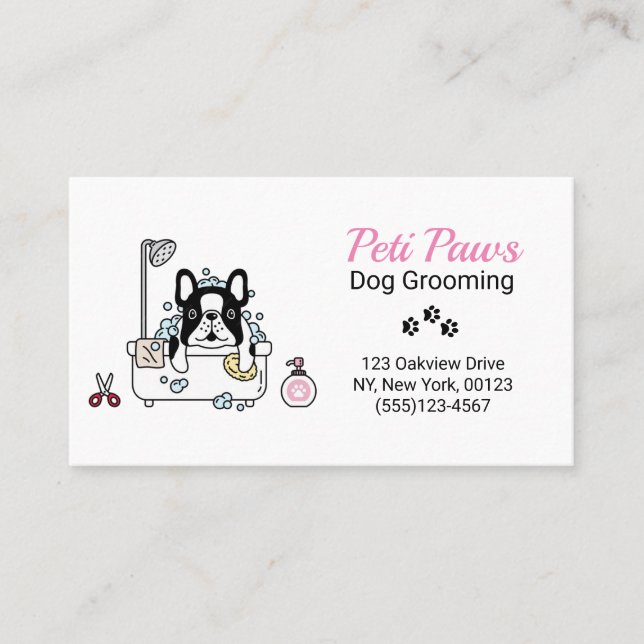 Pet Dog Grooming Service Business Card (Front)