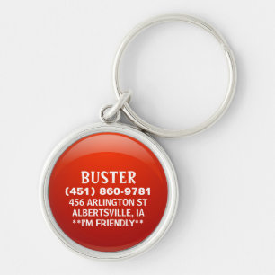 Pet Dog ID Tag - Red Gloss Key Ring