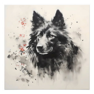 Pet Dog Ink Painting Photo Print