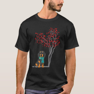 Pet Dog Lover Dog Dachshund Tree Hearts Day Happy  T-Shirt