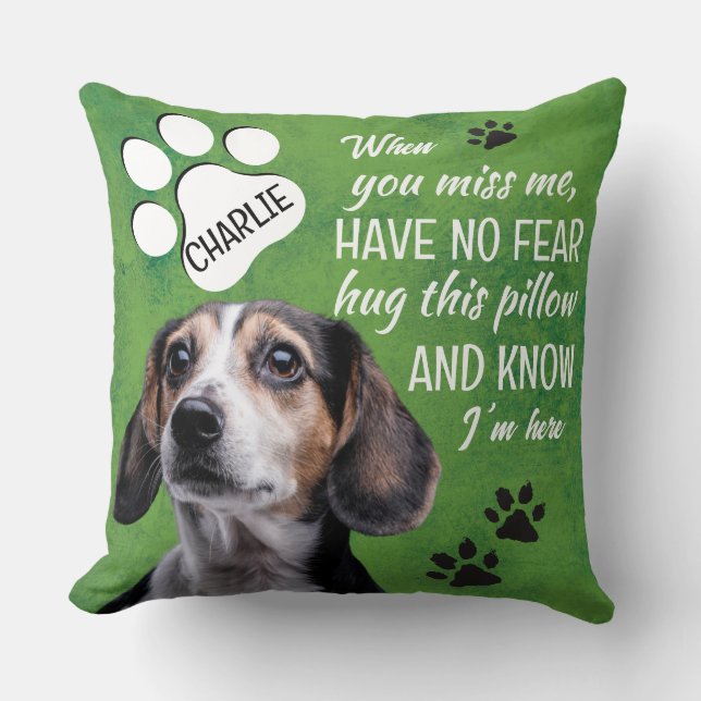 Pet dog memorial - add your photo & name cushion (Front)