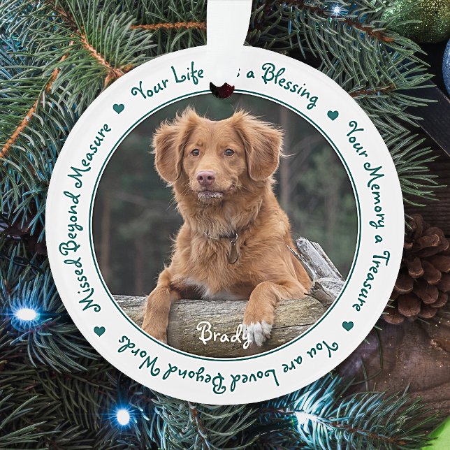 Pet Dog Memorial Christmas Keepsake Photo Ornament (Creator Uploaded)