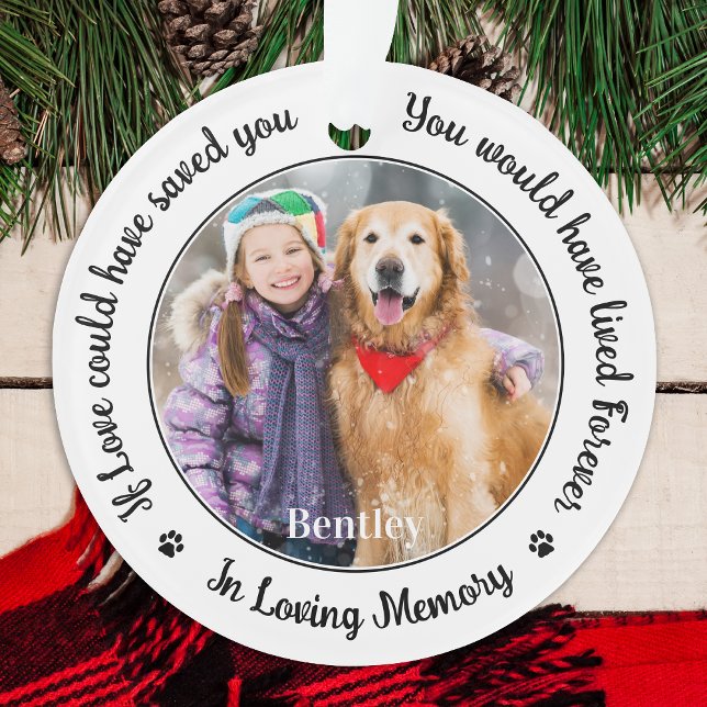 Pet Dog Memorial Custom 2 Photo In Loving Memory Ornament (Creator Uploaded)