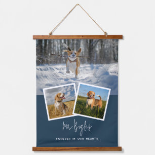 Pet Dog Memorial Custom 3 Photo Collage Hanging Tapestry