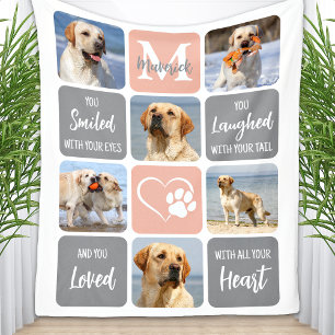 Pet Dog Memorial Custom Modern Colours 6 Photo Fleece Blanket