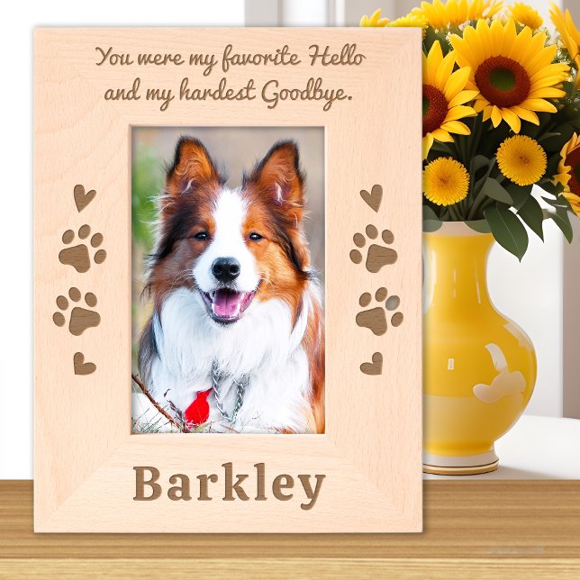 Pet Dog Memorial Favourite Hello Custom Wood Photo Etched Frames (Creator Uploaded)