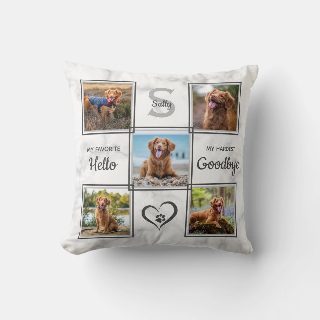 Pet Dog Memorial Favourite Hello Photo Collage Cushion (Front)