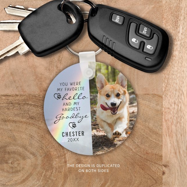 Pet Dog Memorial Favourite Hello Photo Rainbow Key Ring (Creator Uploaded)