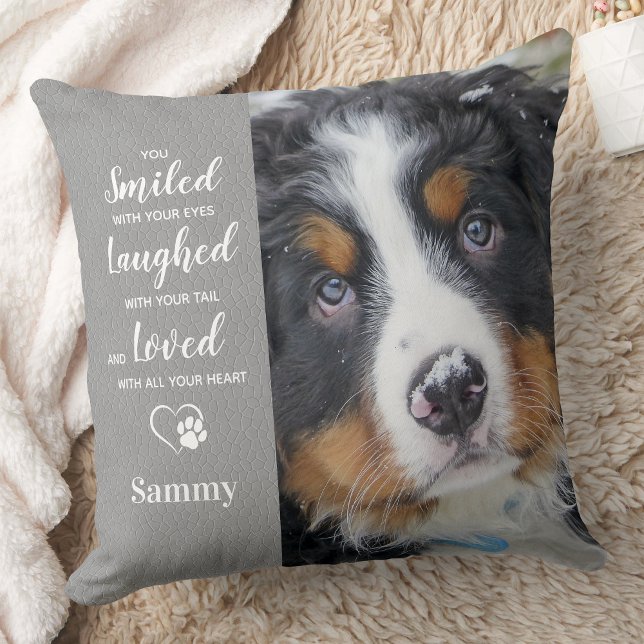 Pet Dog Memorial Gift Pet Loss 2 Photo Cushion (Creator Uploaded)