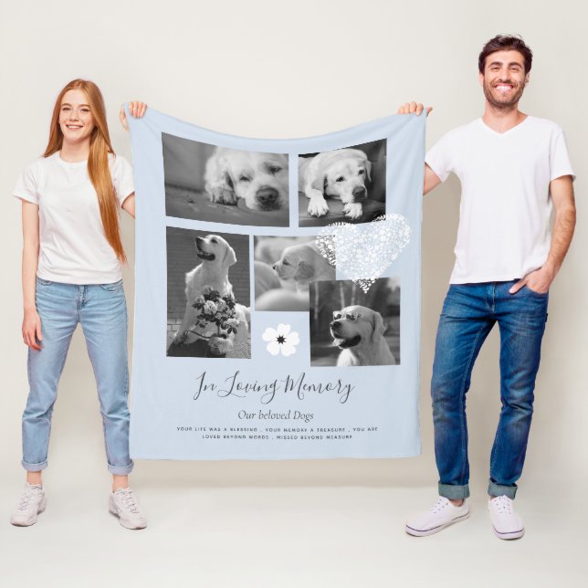 Pet Dog Memorial Keepsake Photo Collage Gift Poem  Fleece Blanket (In Situ)