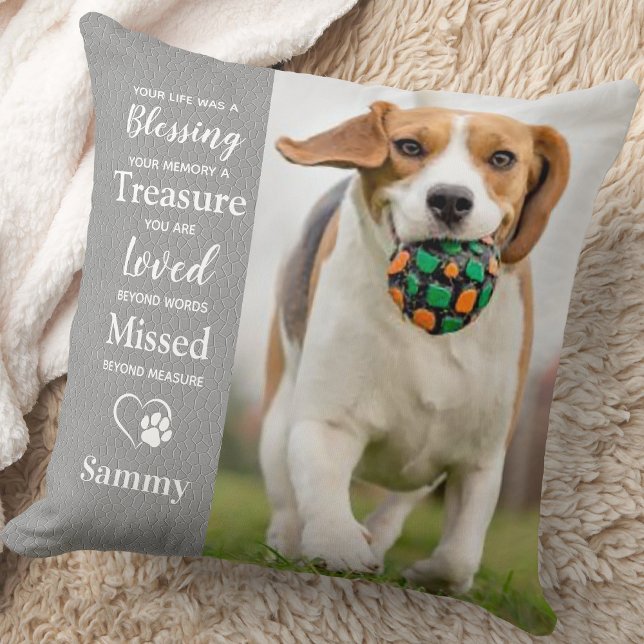 Pet Dog Memorial Personalised 2 Picture Sympathy Cushion (Creator Uploaded)