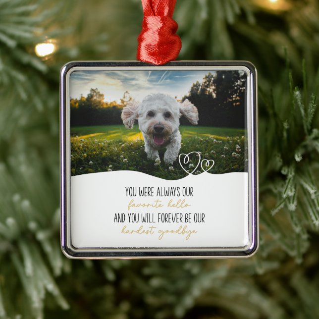 Pet Dog Memorial Photo Collage Metal Ornament (Tree)