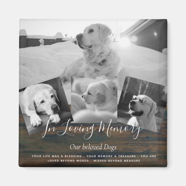 Pet Dog Memorial Photo Collage Remembrance Poem Magnet (Front)