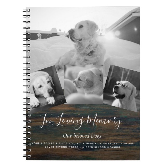 Pet Dog Memorial Photo Collage Remembrance Poem Notebook (Front)