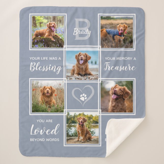 Pet Dog Memorial Photo Collage Sherpa Blanket (Front)