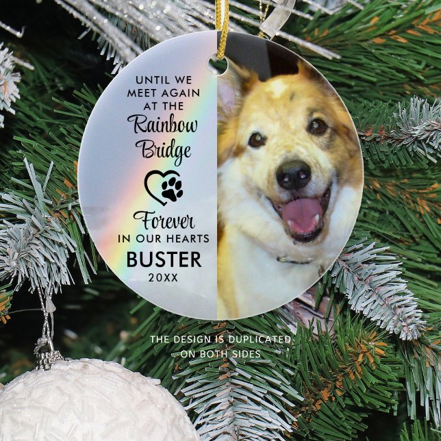 Pet Dog Memorial Photo Rainbow Bridge Ceramic Ornament (Creator Uploaded)