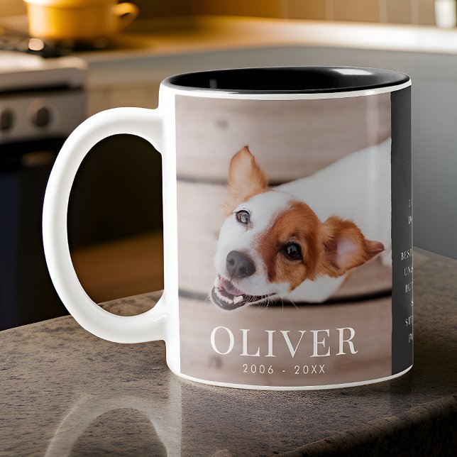 Pet Dog Memorial Quote Modern Simple Chic Photo Two-Tone Coffee Mug (Creator Uploaded)