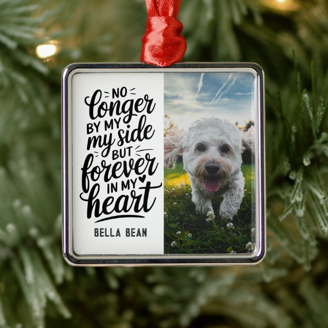 Pet Dog Memorial Quote Photo Metal Ornament (Tree)