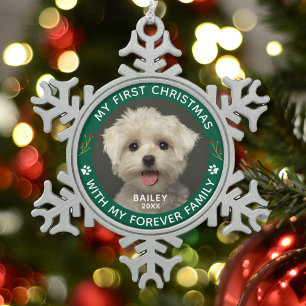 Pet Dog My First Christmas Custom Photo Snowflake Pewter Christmas Ornament