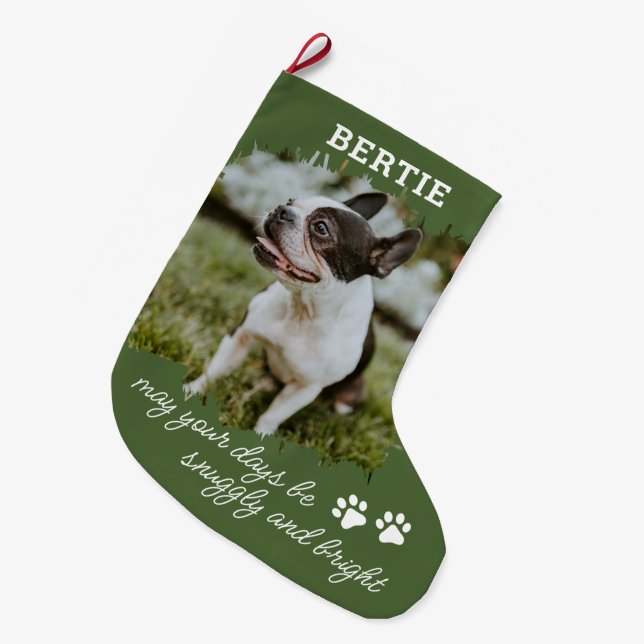 Pet Dog or Cat Photo Large Christmas Stocking (Front (Hanging))