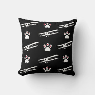Pet Dog Paw Print & Aeroplane, Simple Cute Aviatio Cushion