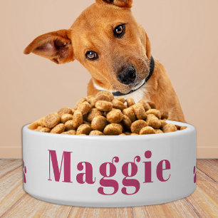 Pet Dog Personalised Food Water Pink Ceramic Bowl