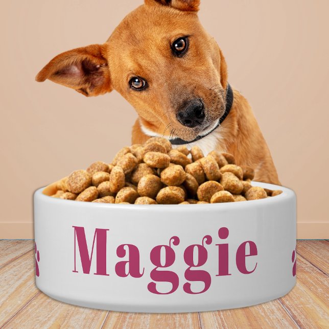 Pet Dog Personalised Food Water Pink Ceramic Bowl (Creator Uploaded)