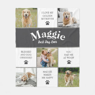 Pet Dog Photo Collage Fleece Blanket