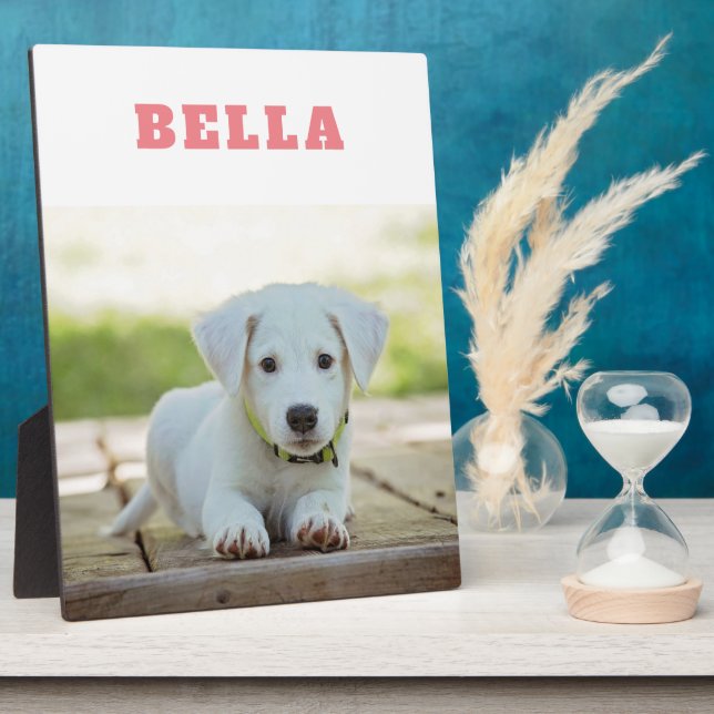 Pet Dog Photo Cute Custom Name Keepsake Plaque (Side)
