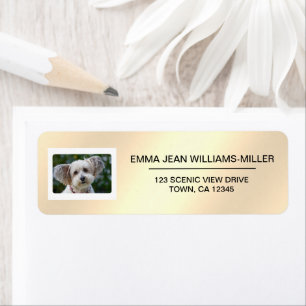 Pet Dog Photo Elegant Peach Pink Return Address  Return Address Label