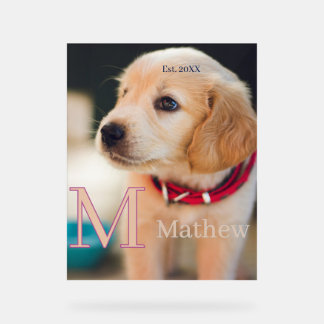 pet dog photo est year name monogram cat parent acrylic sign