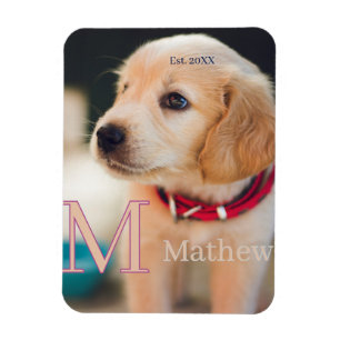 pet dog photo est year name monogram cat parent magnet