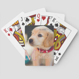 pet dog photo est year name monogram cat parent playing cards