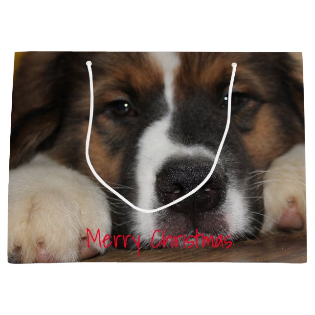 Pet Dog Photograph Large Gift Bag (Front)