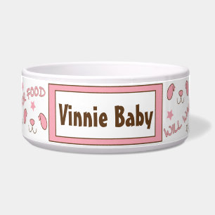 Pet DOG Pink Bowl Large "Will Play for Food"