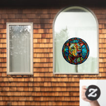 Pet Dog Pit Bull Faux Stained Glass