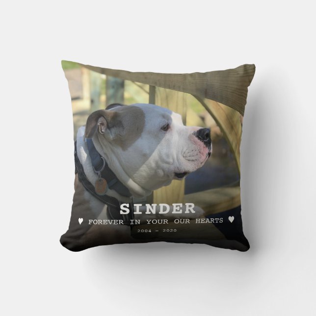 Pet Dog Poem Photo Memorial Keepsake Grey Teal Cushion (Front)