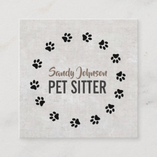 Pet Dog Sitter Sitting Services Business Square Business Card