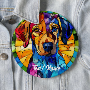 Pet Dog Stain Glass Design Pin