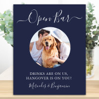 Pet Dog Wedding Open Bar Navy Blue Custom Photo