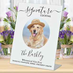Pet Dog Wedding Signature Cocktail Custom Photo Pedestal Sign
